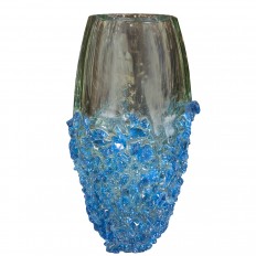 Tall aquamarine Murano glass chunky vase